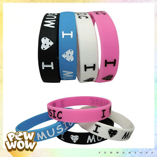 Vòng Tay Cao Su Thể Thao I Love Music Tôi Yêu Âm Nhạc Phong Cách Unisex (Đường Kính 6.4cm)
