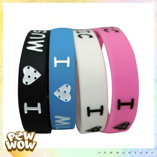 Vòng Tay Cao Su Thể Thao I Love Music Tôi Yêu Âm Nhạc Phong Cách Unisex (Đường Kính 6.4cm)