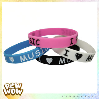 Vòng Tay Cao Su Thể Thao I Love Music Tôi Yêu Âm Nhạc Phong Cách Unisex (Đường Kính 6.4cm)