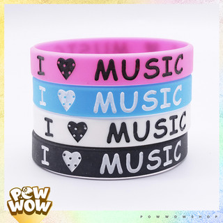 Vòng Tay Cao Su Thể Thao I Love Music Tôi Yêu Âm Nhạc Phong Cách Unisex (Đường Kính 6.4cm)