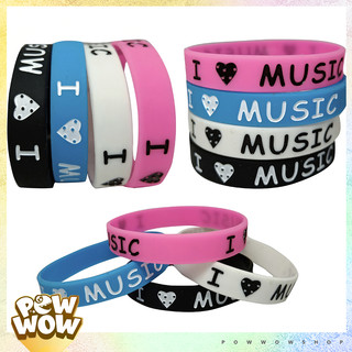 Vòng Tay Cao Su Thể Thao I Love Music Tôi Yêu Âm Nhạc Phong Cách Unisex (Đường Kính 6.4cm)