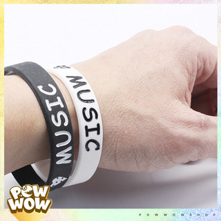 Vòng Tay Cao Su Thể Thao I Love Music Tôi Yêu Âm Nhạc Phong Cách Unisex (Đường Kính 6.4cm)
