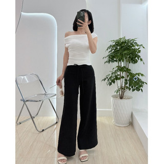 (10 DEAL MỞ BÁN) Quần suông ống rộng lưng dây kéo vải Gold Nhật mặc thoải mái lưng cao/lưng thấp