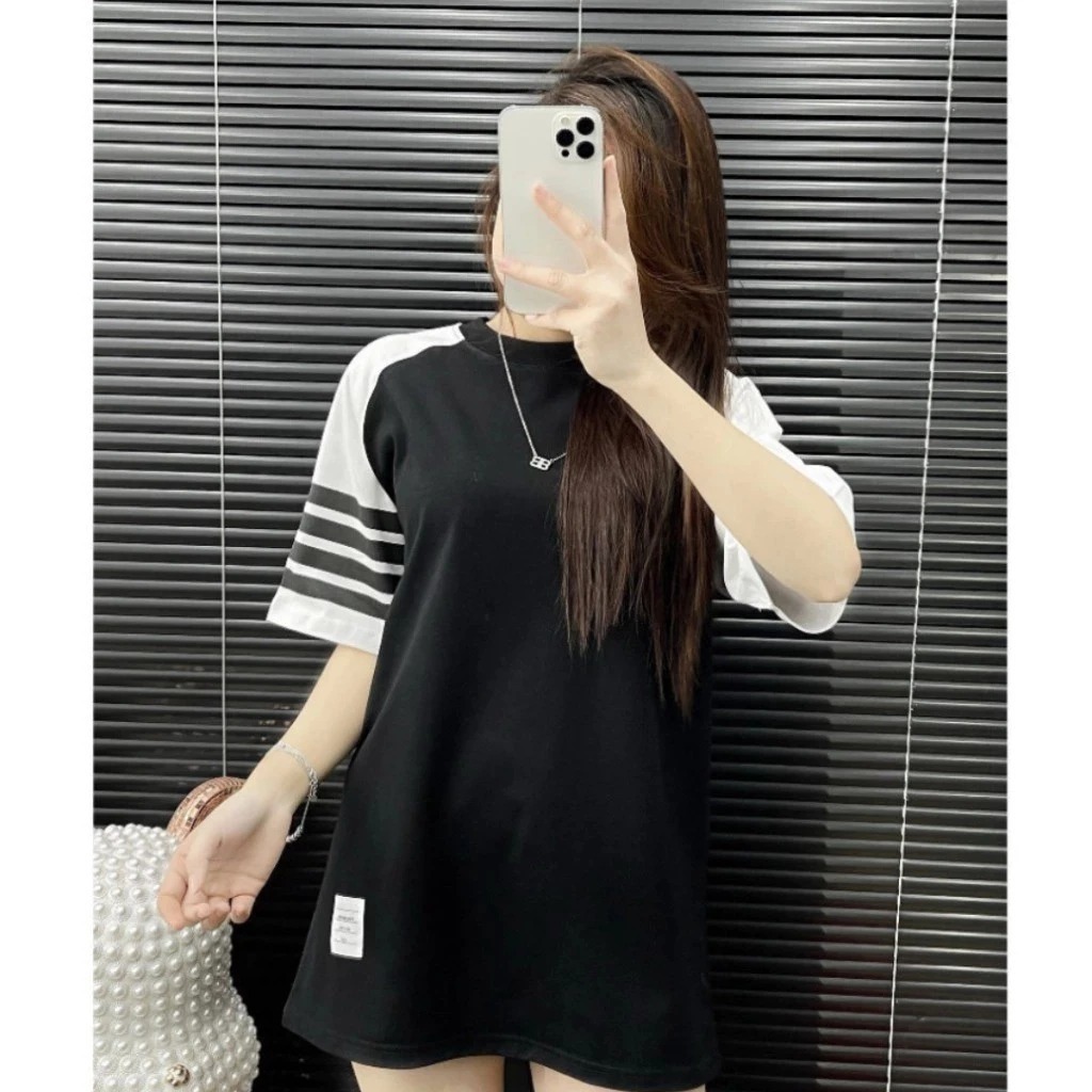 Áo Thun Tay Lỡ Nam Nữ dáng rộng Basic Mix Tay Màu Thời Trang Nữ Siêu Đẹp