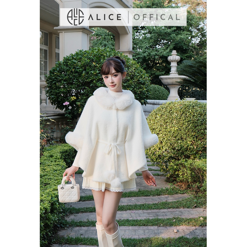 Set Váy Thu Đông Alice Cao Cấp, Áo Khoác Len Lông Cao Cấp Phối Chân Váy Len Dệt Kim T421+CV1005