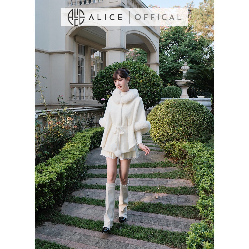 Set Váy Thu Đông Alice Cao Cấp, Áo Khoác Len Lông Cao Cấp Phối Chân Váy Len Dệt Kim T421+CV1005