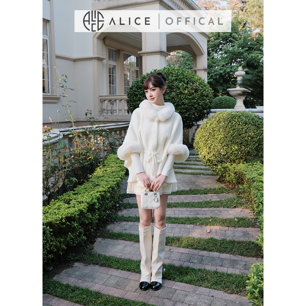 Set Váy Thu Đông Alice Cao Cấp, Áo Khoác Len Lông Cao Cấp Phối Chân Váy Len Dệt Kim T421+CV1005