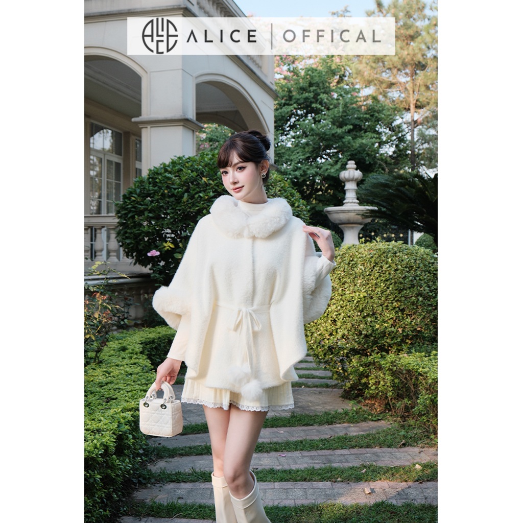 Set Váy Thu Đông Alice Cao Cấp, Áo Khoác Len Lông Cao Cấp Phối Chân Váy Len Dệt Kim T421+CV1005