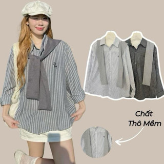 ( S -46)[ GIÁ MỞ BÁN]( giá cặp) Bộ đồ đôi couple mặc cùng người yêu sơmi nam nữ dài tay thêu ngựa chất thô mềm  kèm khăn
