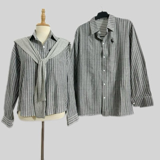 ( S -46)[ GIÁ MỞ BÁN]( giá cặp) Bộ đồ đôi couple mặc cùng người yêu sơmi nam nữ dài tay thêu ngựa chất thô mềm  kèm khăn