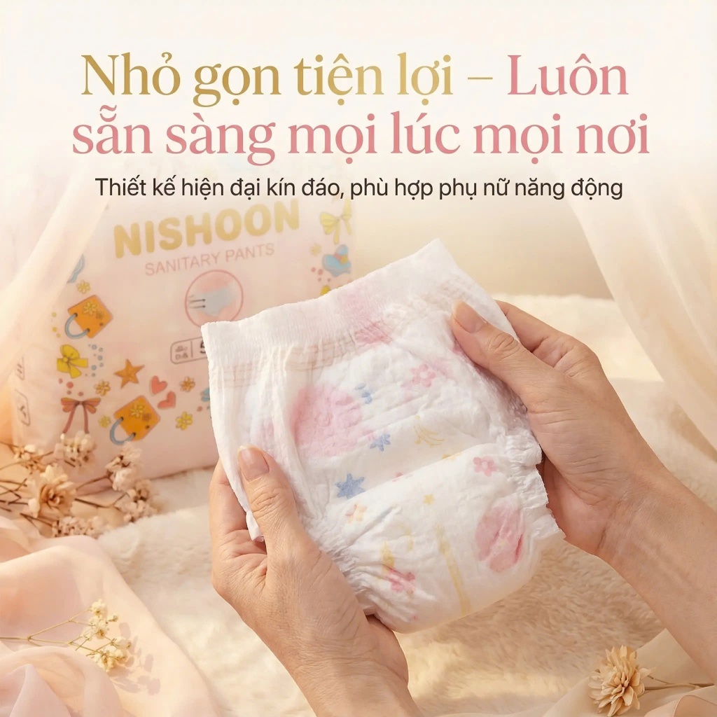 [150 miếng] NISHOON  Băng vệ sinh quần phụ nữ– Thấm hút tốt, khô thoáng, mềm mại cho da