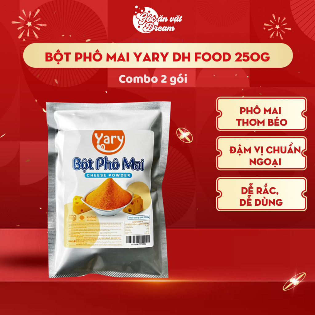 Bột Phô Mai Yary DH Food 250g, Combo 2 Gói, Bột Phô Mai Lắc Thơm Béo Đậm Vị
