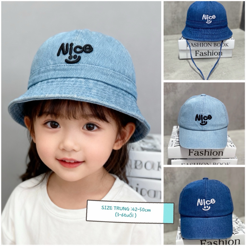MŨ GIA ĐÌNH, NÓN CẶP JEAN CÓ QUAI DENIM NICE FREESIZE ( LOẠI 1 )