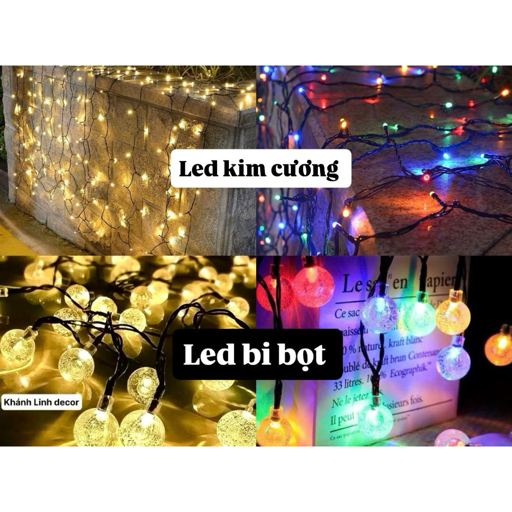 Đèn led NĂNG LƯỢNG MẶT TRỜI- Tiết kiệm điện-22m 100 bóng nhiều màu sắc, trang trí tết, trong nhà, ngoài trời đều đẹp
