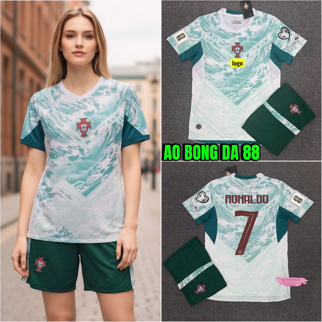 In tên số - Bộ Quần Áo Bóng Đá Đội Tuyển Bồ Đào Nha Sân Khách WC 2026 - Vải Polyester Thái Cao Cấp