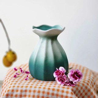 (thanh lý lỗ Bát Tràng _ giá dùng thử) Lọ hoa gốm sứ men mát dáng túi phúc cao 18cm Bát Tràng