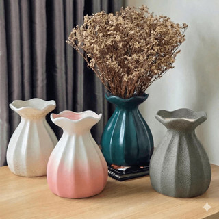 (thanh lý lỗ Bát Tràng _ giá dùng thử) Lọ hoa gốm sứ men mát dáng túi phúc cao 18cm Bát Tràng