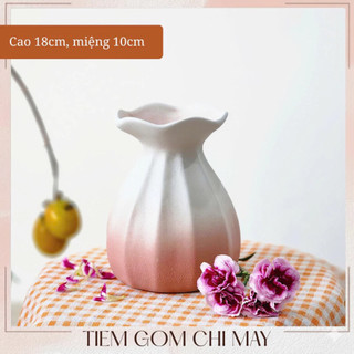 (thanh lý lỗ Bát Tràng _ giá dùng thử) Lọ hoa gốm sứ men mát dáng túi phúc cao 18cm Bát Tràng