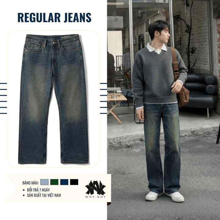 [MỞ BÁN] QUẦN JEAN NAM SUÔNG RETRO BLUE - CLEANFIT - Quần Jeans Ống Rộng, Quần Jean Cạp Cao, Quần Jean Nam Xanh, Phong C
