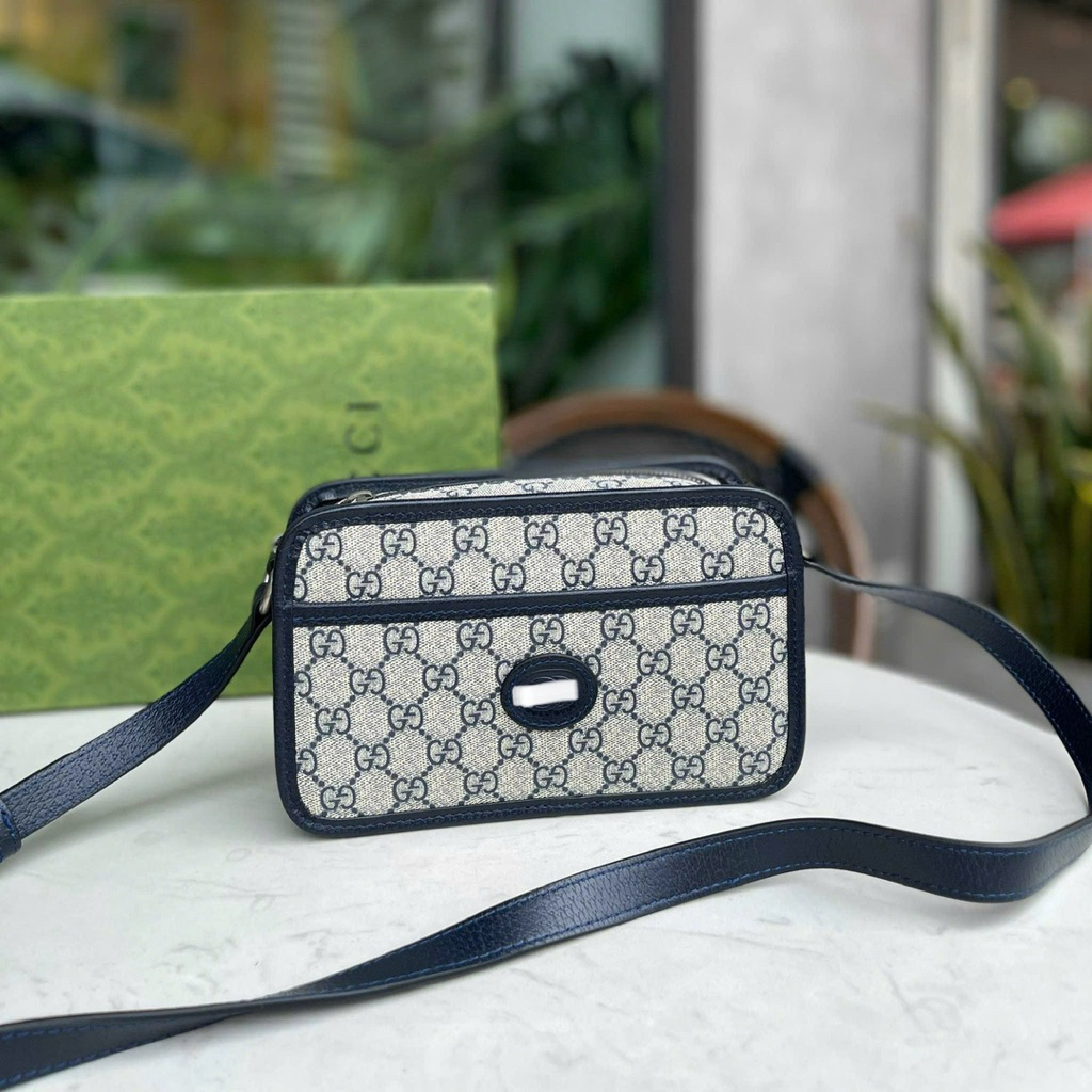 ⚡️[Hight Quality] Túi Đeo Chéo Nam Nữ Dáng Ngang Màu Xanh Navy Full Box - Điểm Nhấn Chữ Nhỏ Phối Canvas Sang Trọng