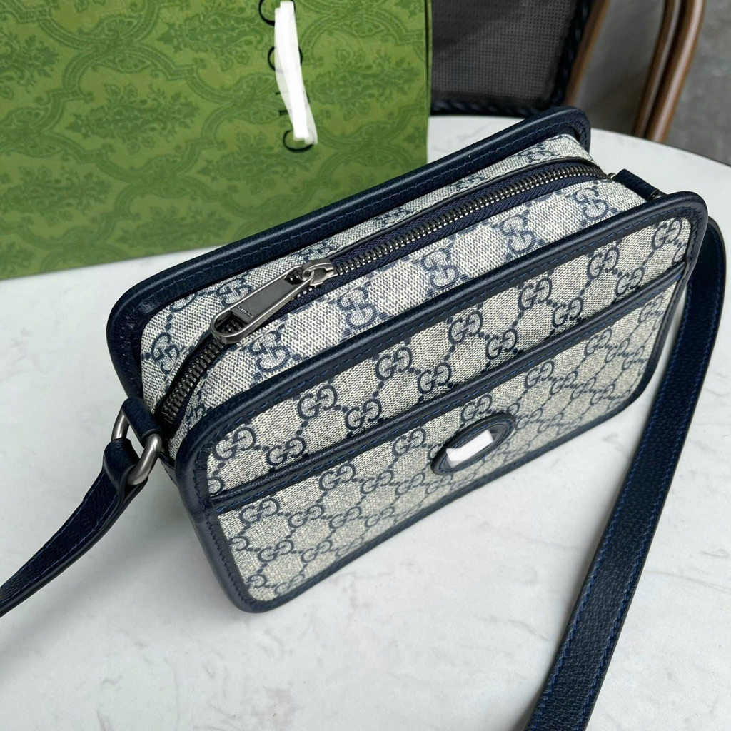 ⚡️[Hight Quality] Túi Đeo Chéo Nam Nữ Dáng Ngang Màu Xanh Navy Full Box - Điểm Nhấn Chữ Nhỏ Phối Canvas Sang Trọng