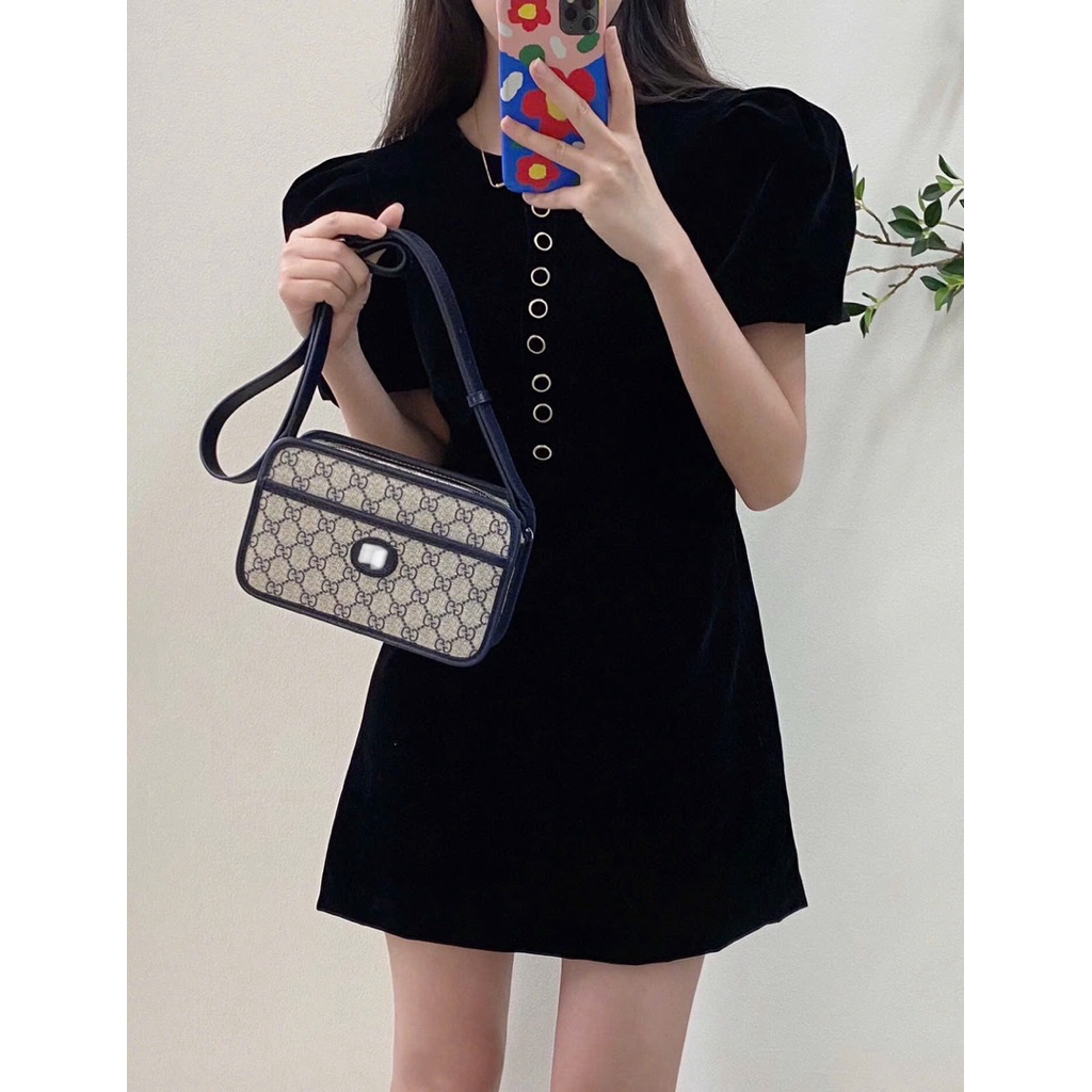 ⚡️[Hight Quality] Túi Đeo Chéo Nam Nữ Dáng Ngang Màu Xanh Navy Full Box - Điểm Nhấn Chữ Nhỏ Phối Canvas Sang Trọng