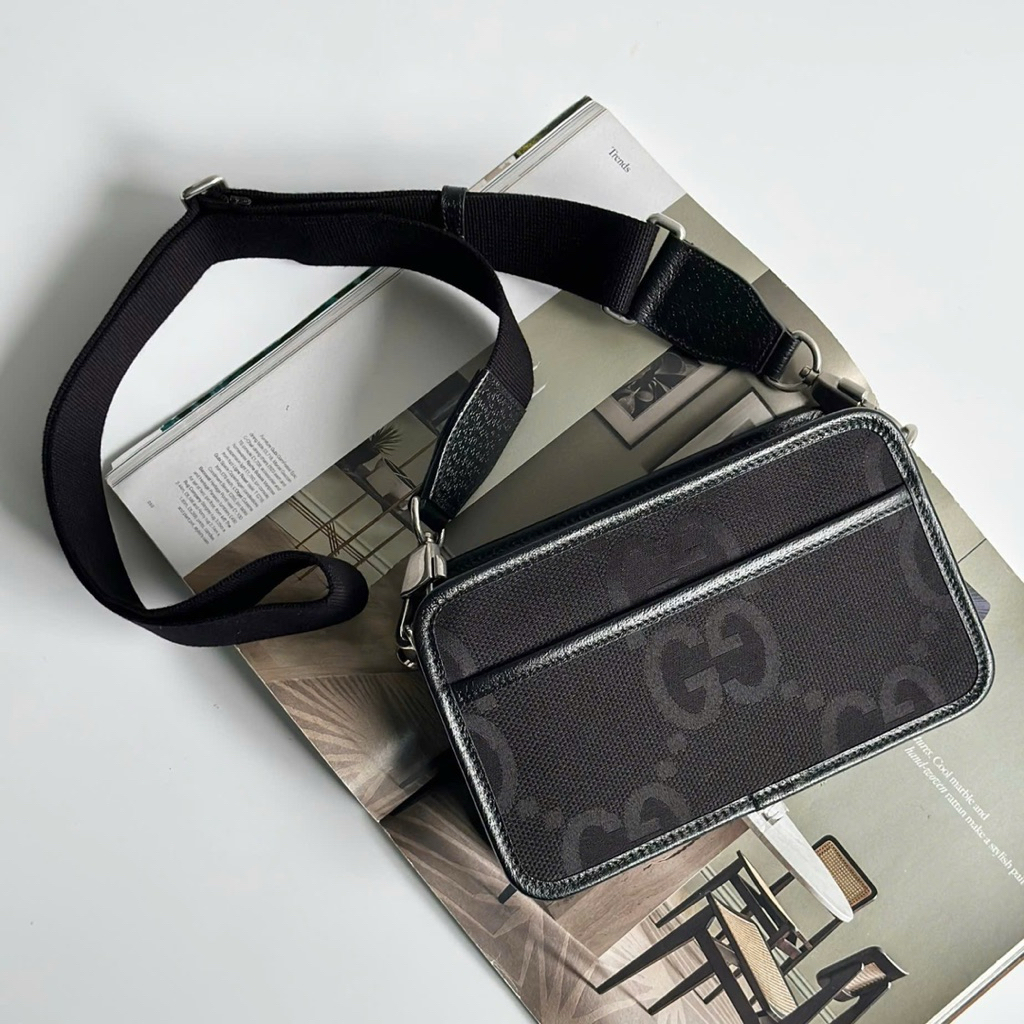 ⚡️[Hight Quality] Túi Đeo Chéo Nam Nữ Dáng Ngang Màu Đen Canvas Full Box - Điểm Nhấn Chữ To Phối Mờ Sang Trọng
