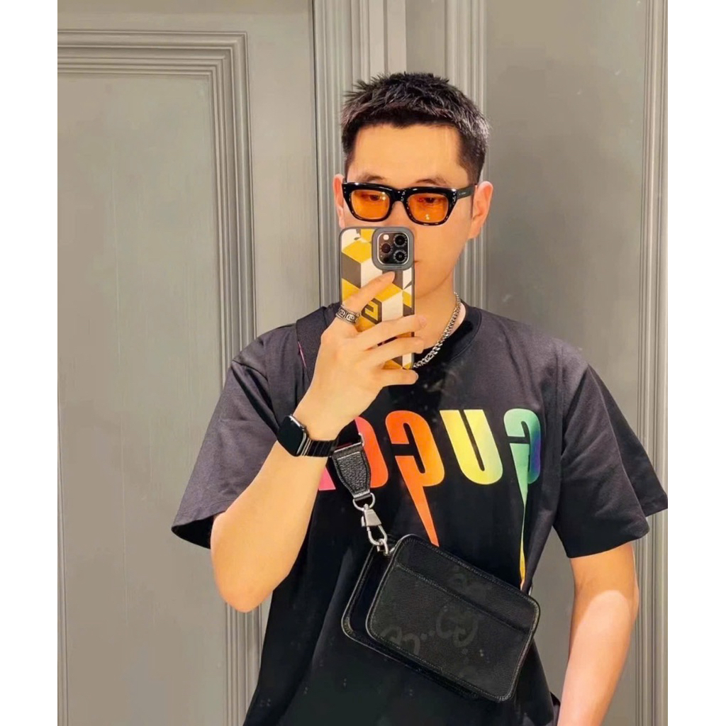 ⚡️[Hight Quality] Túi Đeo Chéo Nam Nữ Dáng Ngang Màu Đen Canvas Full Box - Điểm Nhấn Chữ To Phối Mờ Sang Trọng