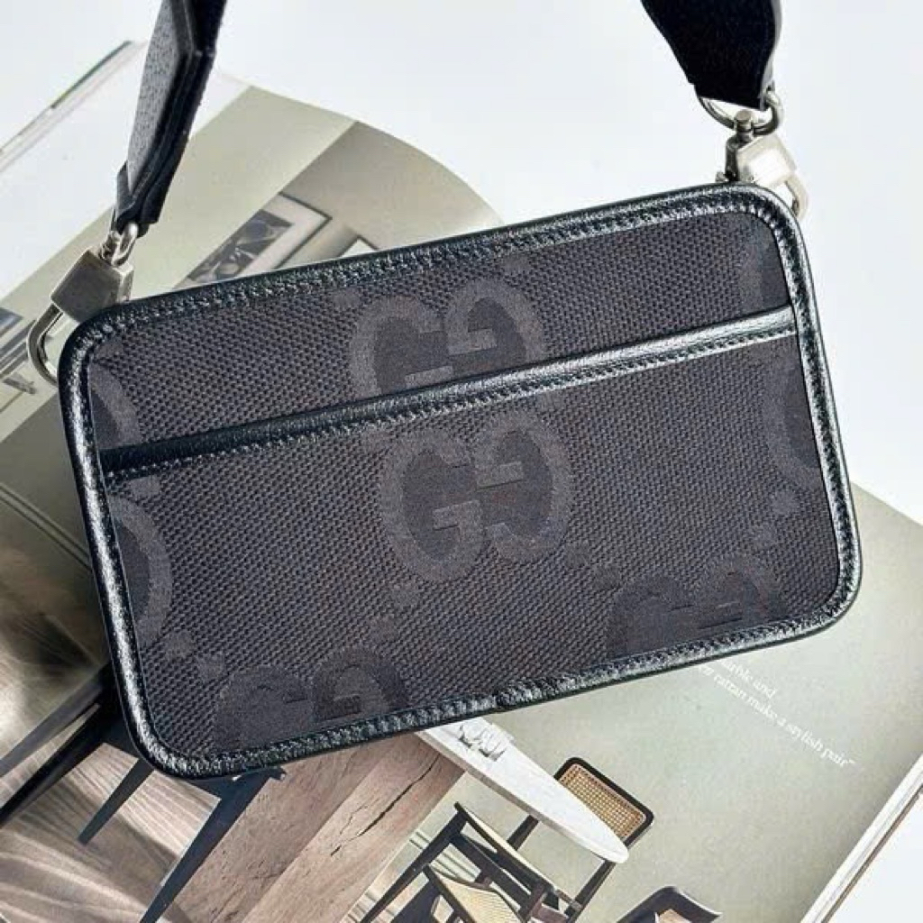 ⚡️[Hight Quality] Túi Đeo Chéo Nam Nữ Dáng Ngang Màu Đen Canvas Full Box - Điểm Nhấn Chữ To Phối Mờ Sang Trọng