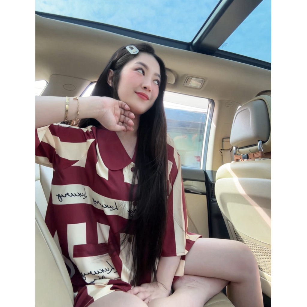 40-65kg Bộ Pijama đùi cổ sen thiết kế chất Mango