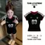 Áo Thun Baby Tee Nữ Basic Ôm Body Phối Viền Kẻ Sọc Tay Ngắn In Hình Chất Liệu Cotton Màu Đen