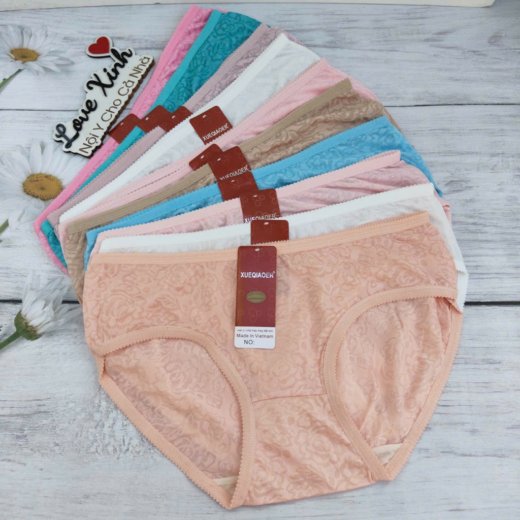 Combo 5-10 Quần Lót Nữ Bigsize 40-115 ký Thun lạnh Có Họa Tiết Gấm Hoa, Mềm mại, Co giãn tốt 3315 - Đồ Lót Love X