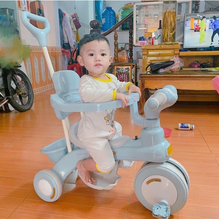 Xe đạp ba bánh cho bé từ 1 đến 3 tuổi có cần đẩy phát nhạc sinh động  Xe đẩy 3 bánh cho bé 1-5 tuổi