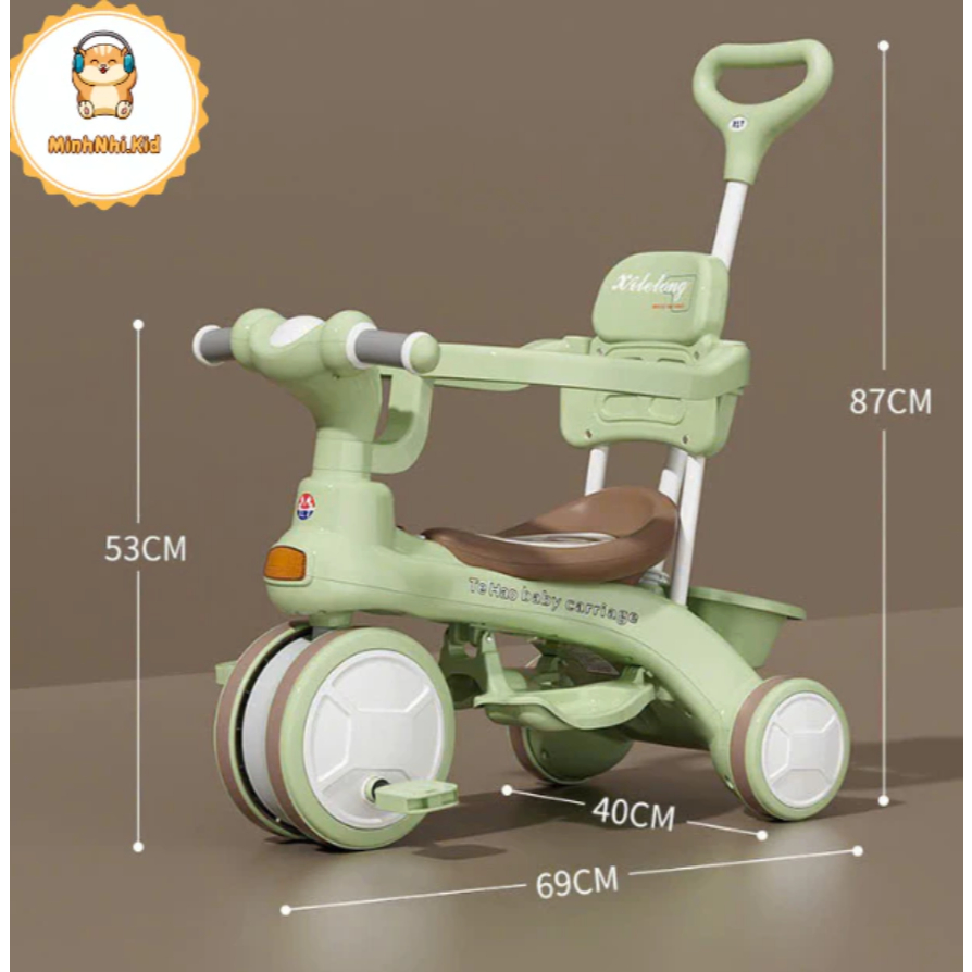 Xe đạp ba bánh cho bé từ 1 đến 3 tuổi có cần đẩy phát nhạc sinh động  Xe đẩy 3 bánh cho bé 1-5 tuổi