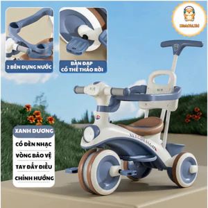 Xe đạp ba bánh cho bé từ 1 đến 3 tuổi có cần đẩy phát nhạc sinh động Xe đẩy 3 bánh cho bé 1-5 tuổi