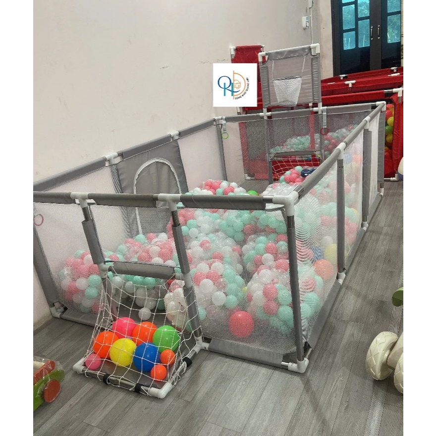 [⚡️Tặng 100 bóng⚡️] Quây chữ nhật có giỏ bóng rổ và cầu môn ném bóng khung inox dành cho trẻ em- hàng cao cấp .