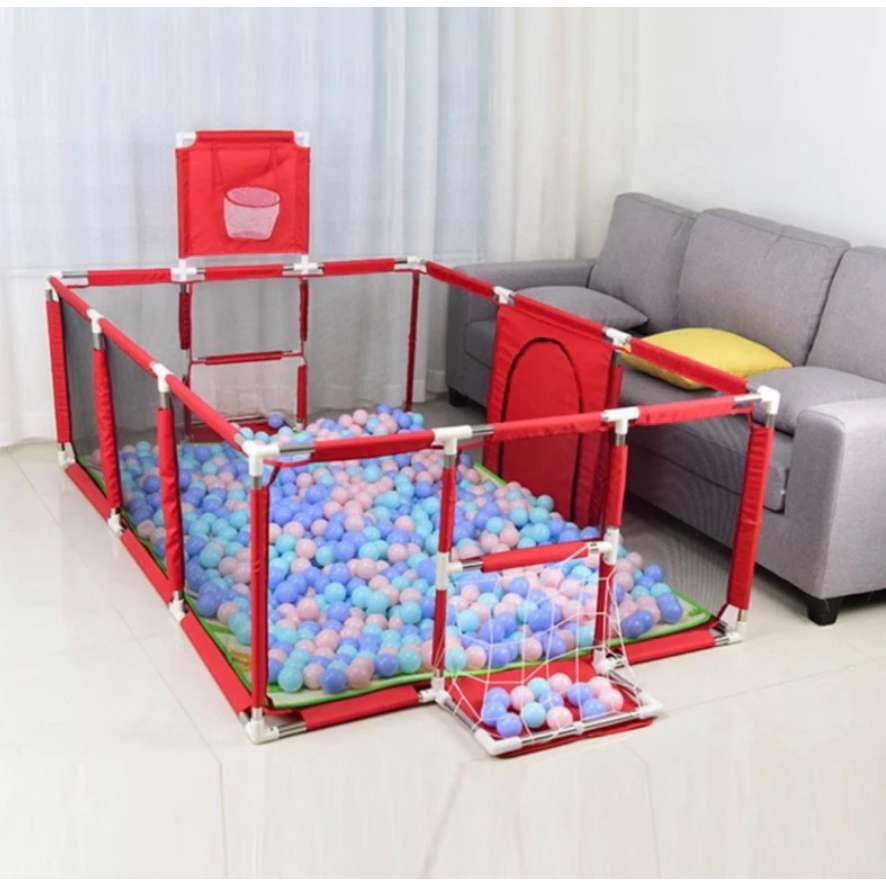 [⚡️Tặng 100 bóng⚡️] Quây chữ nhật có giỏ bóng rổ và cầu môn ném bóng khung inox dành cho trẻ em- hàng cao cấp .