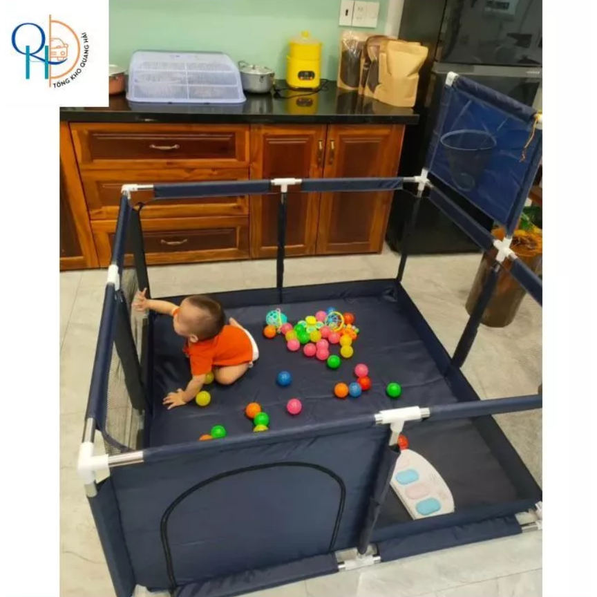 [⚡️Tặng 100 bóng⚡️] Quây bóng vuông có giỏ bóng rổ DxRxC:125x125x 65cm- Hàng cao cấp.