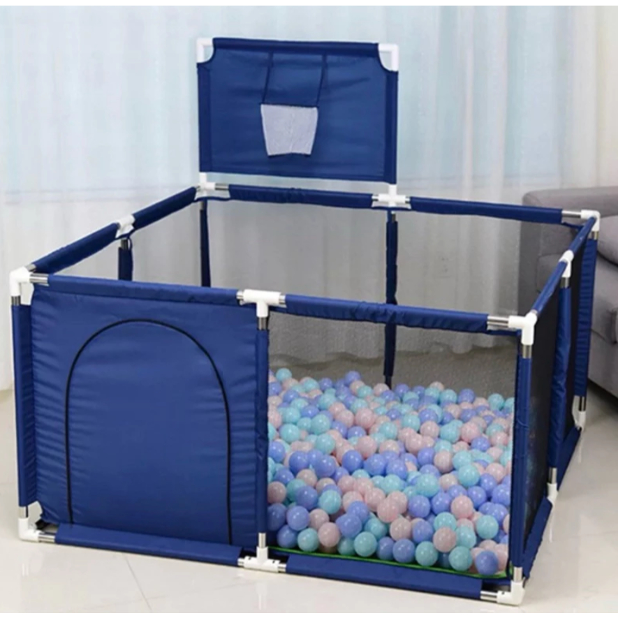[⚡️Tặng 100 bóng⚡️] Quây bóng vuông có giỏ bóng rổ DxRxC:125x125x 65cm- Hàng cao cấp.
