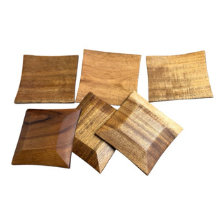 Set 6 lot ly gỗ Tự Nhiên , Gỗ Acacia (gỗ Keo )  , hình Cá