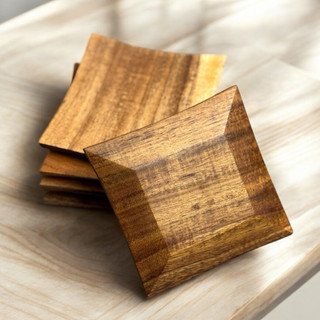 Set 6 lot ly gỗ Tự Nhiên , Gỗ Acacia (gỗ Keo )  , hình Cá