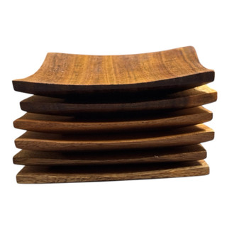 Set 6 lot ly gỗ Tự Nhiên , Gỗ Acacia (gỗ Keo )  , hình Cá