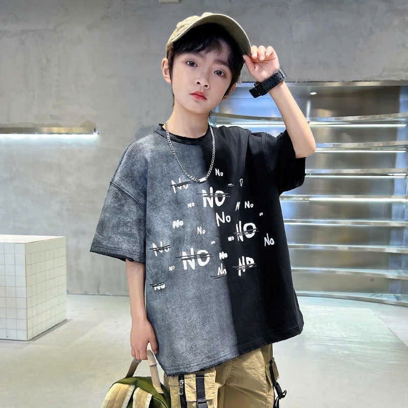 {12-52kg } Áo phông bé trai phom suông in chữ NO
