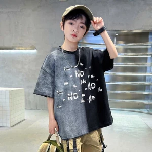{12-52kg } Áo phông bé trai phom suông in chữ NO