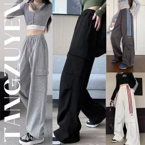 Quần ống rộng nam nữ cạp chun chất nỉ da cá Quần dài ống suông cạp cao tập thể dục thể thao xinh T594G