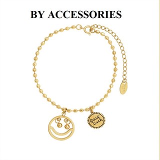 Lắc tay nam nữ unisex titan bi tròn phối charm hình mặt cười và mặt tròn goodluck không gỉ UB22 BY ACCESSORIES