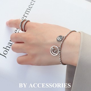 Lắc tay nam nữ unisex titan bi tròn phối charm hình mặt cười và mặt tròn goodluck không gỉ UB22 BY ACCESSORIES
