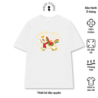 Áo thun gia đình in hình Ngựa Good Luck 2026 chất Cotton Premium 250gsm đủ size từ 10-90kg