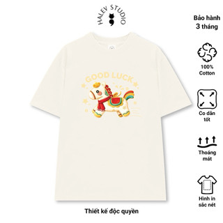 Áo thun gia đình in hình Ngựa Good Luck 2026 chất Cotton Premium 250gsm đủ size từ 10-90kg