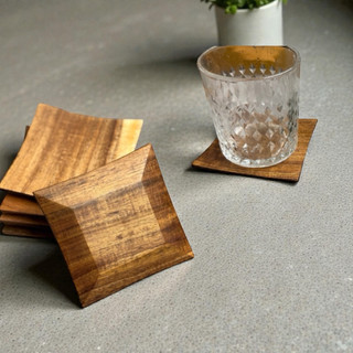 Set 6 lot ly gỗ Tự Nhiên , Gỗ Acacia (gỗ Keo )  , hình Cá